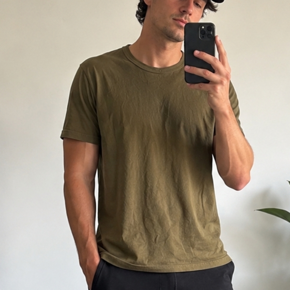 Reigning Champ Khaki Short Sleeve Tee Size Medium 100% Cotton Top